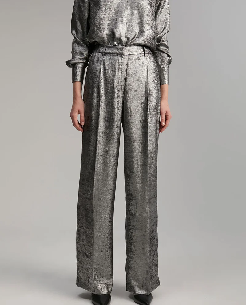 Lola Casademunt Laminated straight-leg trousers